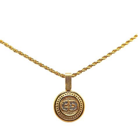 gold dior logo necklace|christian dior rhinestone necklaces.